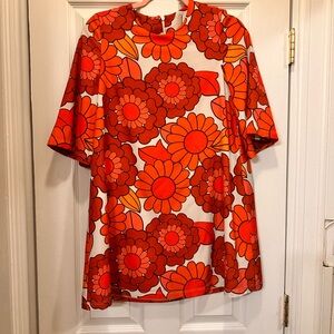 DODO BAR OR Zosha Floral Dress 70s 60s Flower Power Mini 42